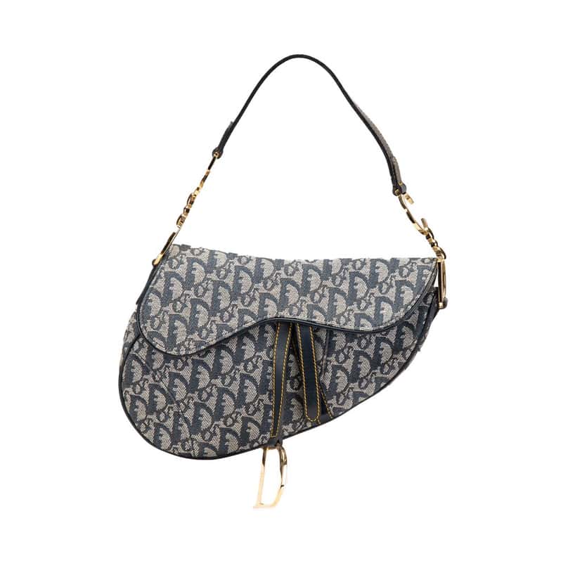 Dior Diorissimo Canvas Saddle Bag Blue Canvas Good condition - Front View