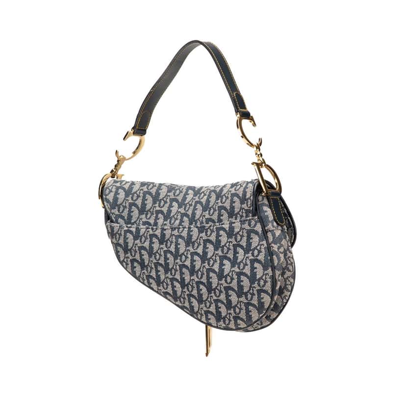 Dior Diorissimo Canvas Saddle Bag Blue Canvas Good condition - Back View