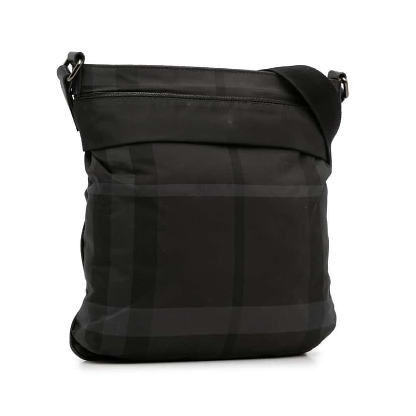 Burberry Tonal Check Canvas Crossbody Black Canvas Good condition - Back View