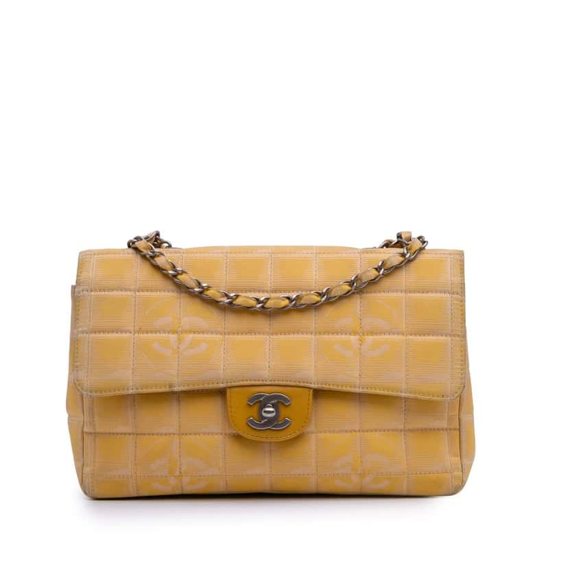 Chanel Medium New Travel Line Nylon Single Flap Yellow Good condition - Front View