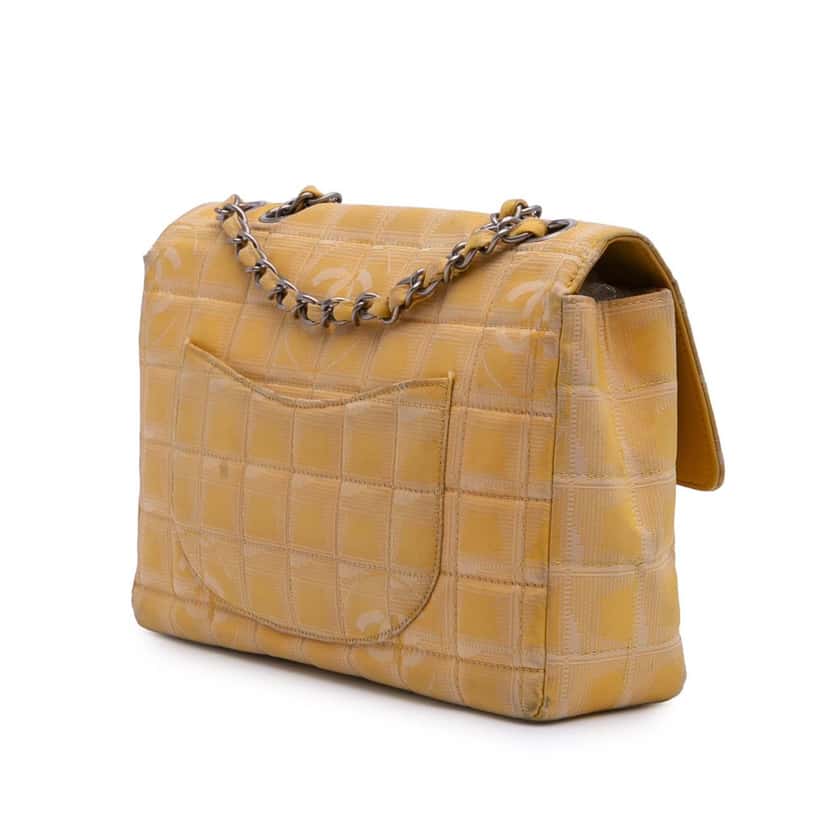 Chanel Medium New Travel Line Nylon Single Flap Yellow Good condition - Back View