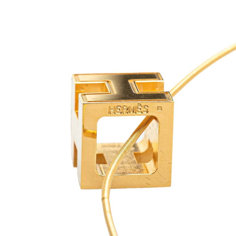 Hermès Gold Plated Cage dH Cube Necklace Gold Metal Good condition - Back View