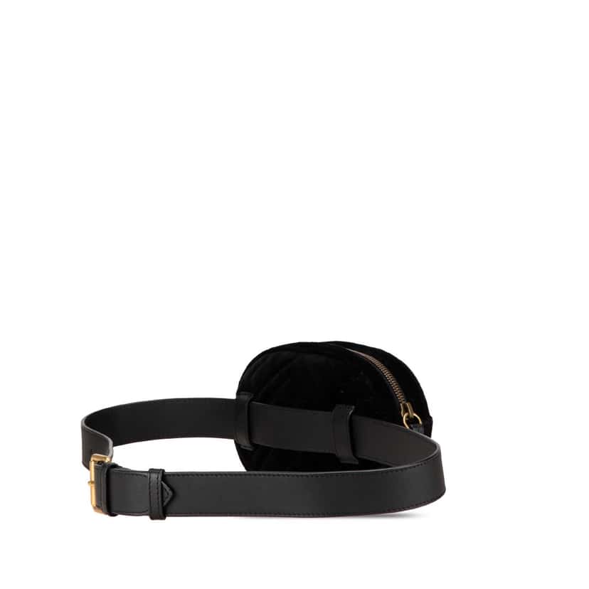 Gucci GG Marmont Matelasse Velvet Belt Bag Black Velvet Good condition - Back View