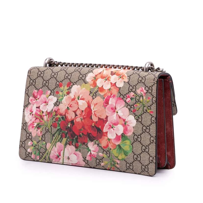 Gucci Medium GG Supreme Blooms Dionysus Shoulder Bag Brown Canvas Good condition - Back View