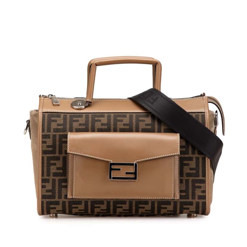 Fendi Zucca Canvas Soft Trunk Satchel Brown Canvas Good condition - Front View
