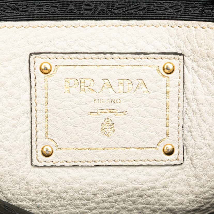 Prada Vitello Daino Open Convertible Tote White Leather Good condition - Box View
