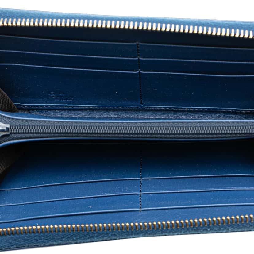 Gucci Microguccissima Zip Around Long Wallet Blue Leather Good condition - Model View