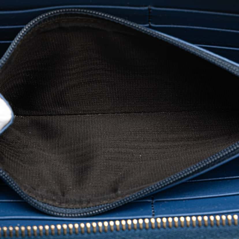Gucci Microguccissima Zip Around Long Wallet Blue Leather Good condition - Box View