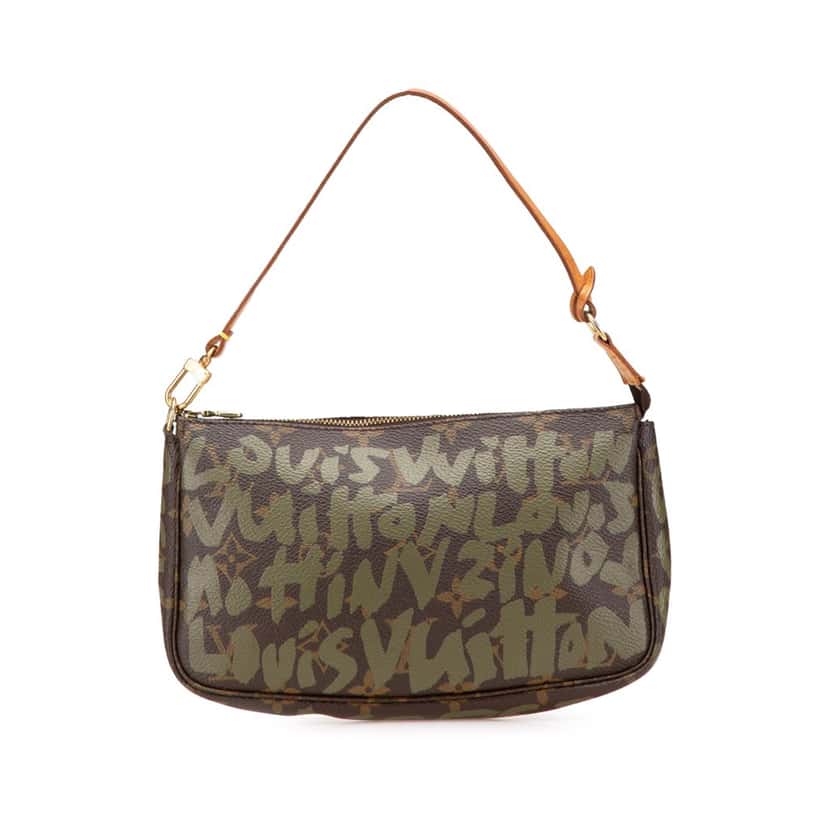 Louis Vuitton Stephen Sprouse Monogram Graffiti Pochette Accessoires Brown Canvas Good condition - Front View