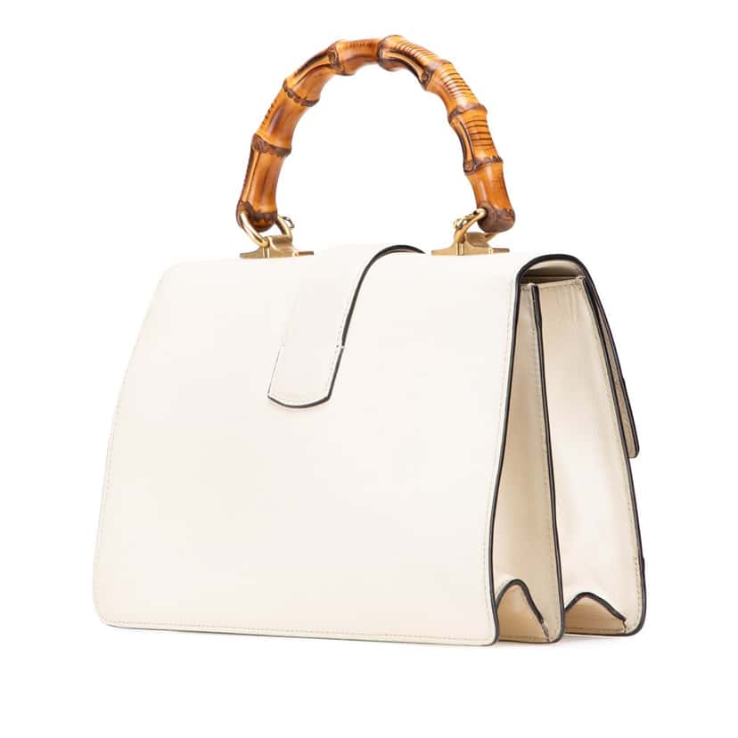 Gucci Medium Leather Bamboo Dionysus Web Satchel White Leather Good condition - Back View