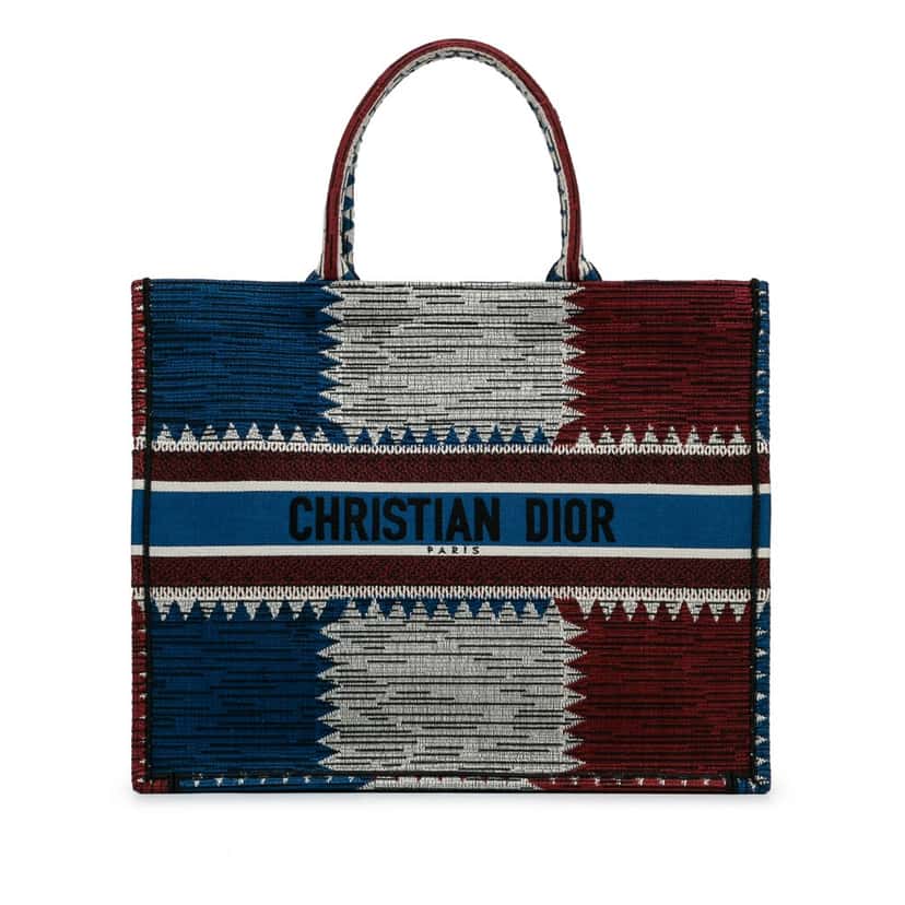 Dior Large French Flag Book Tote Blue Canvas Very good condition - Front View