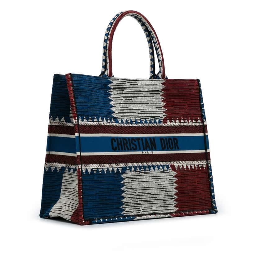 Dior Large French Flag Book Tote Blue Canvas Very good condition - Back View