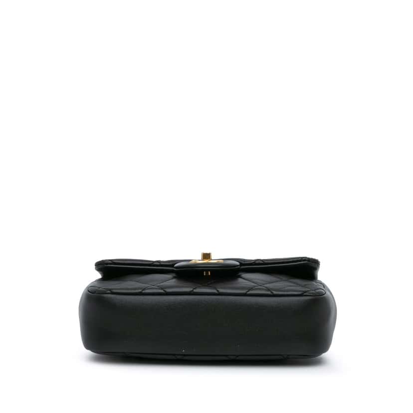 Chanel Mini Rectangular Quilted Lambskin Heart Charms Flap Black Leather Good condition - Inside View