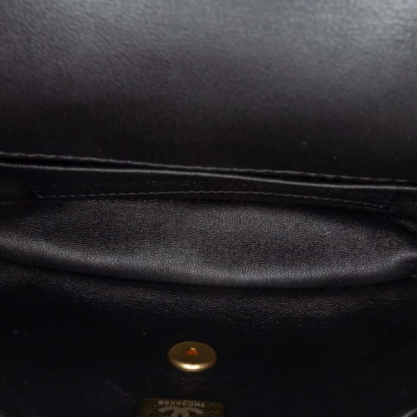 Chanel Mini Rectangular Quilted Lambskin Heart Charms Flap Black Leather Good condition - Model View