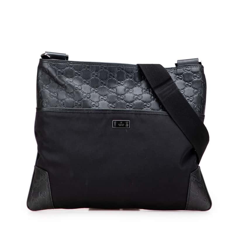 Gucci Guccissima and Nylon Crossbody Black Good condition - Front View