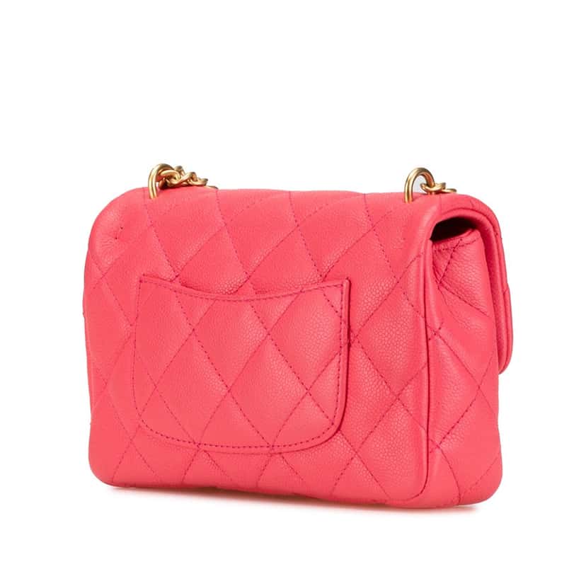 Chanel Mini Quilted Caviar Sweetheart Flap Pink Leather Good condition - Back View
