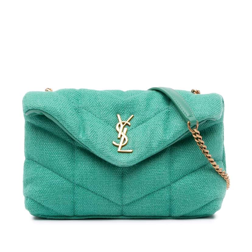 Saint Laurent Toy Canvas Loulou Puffer Crossbody Green Canvas Good condition - Front View