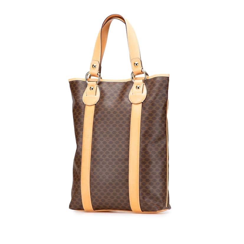 Celine Macadam Coated Canvas Vertical Tote Brown Canvas Good condition - Back View