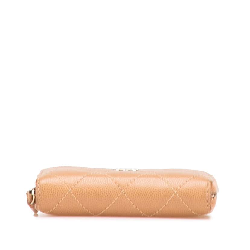 Chanel CC Quilted Caviar Zip Around Coin Purse Brown Leather Good condition - Inside View