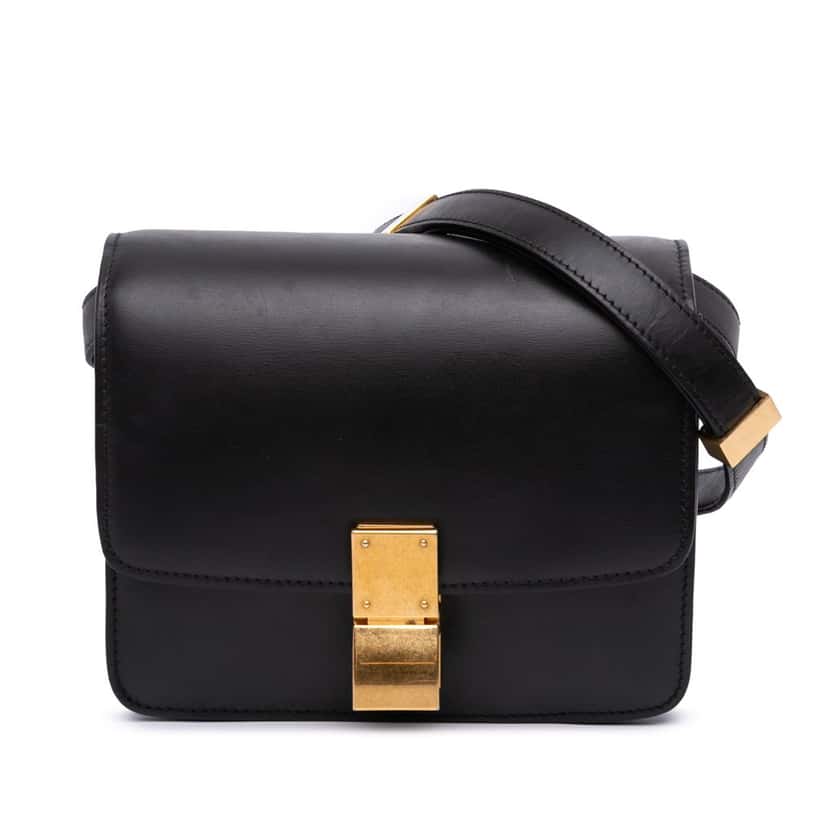 Celine Small Calfskin Classic Box Black Leather Good condition - Front View