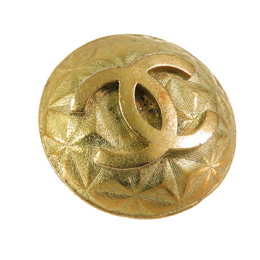 Chanel Gold Plated Quilted CC Clip On Earrings Gold Metal Good condition - Inside View