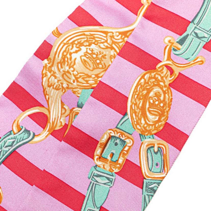 Hermès Brides De Gala Bayaderes Twilly Silk Scarf Pink Silk Very good condition - Box View