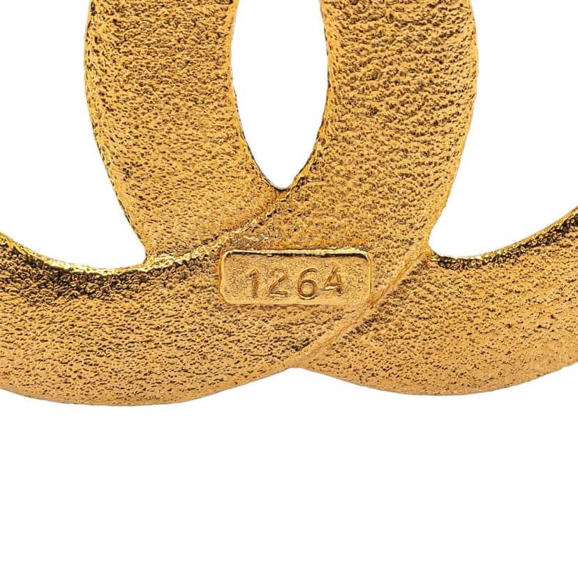 Chanel Gold Plated Embossed Mini CC Brooch Gold Metal Good condition - Model View