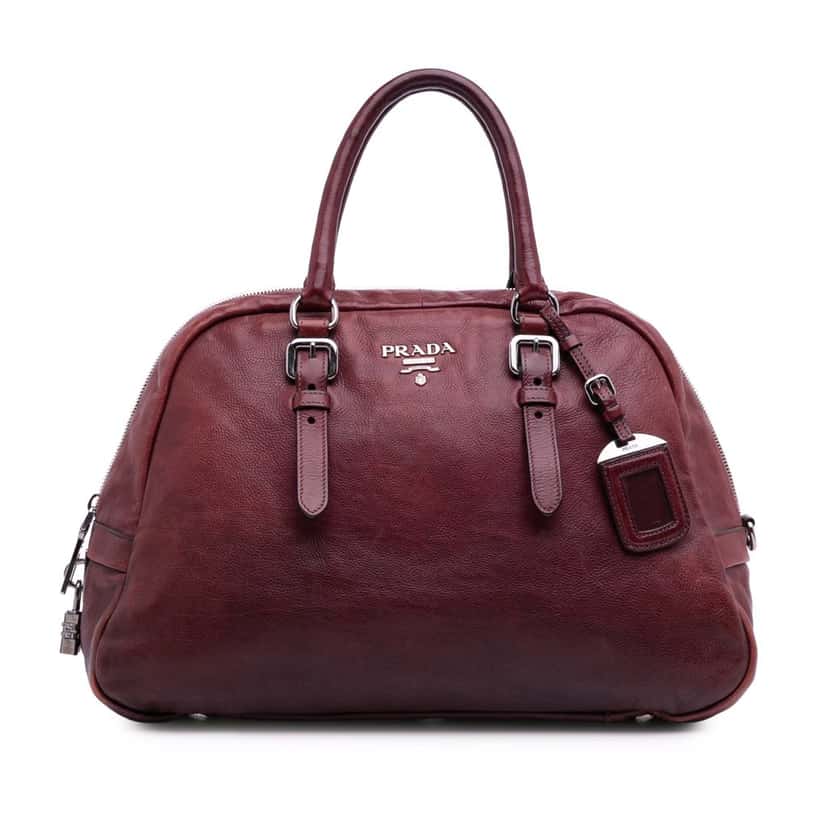 Prada Sfumato Glace Calf Satchel Red Leather Good condition - Front View