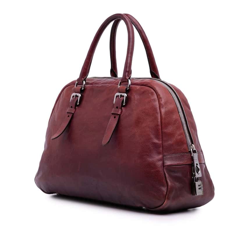Prada Sfumato Glace Calf Satchel Red Leather Good condition - Back View