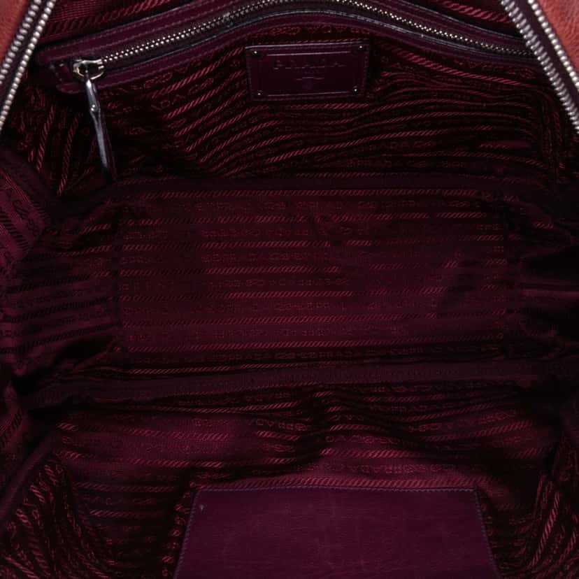 Prada Sfumato Glace Calf Satchel Red Leather Good condition - Model View