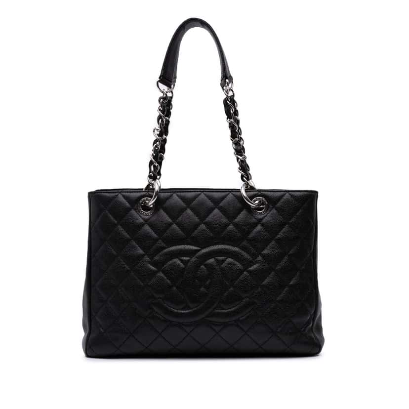 Chanel Caviar Grand Shopping Tote Black Leather Good condition - Front View
