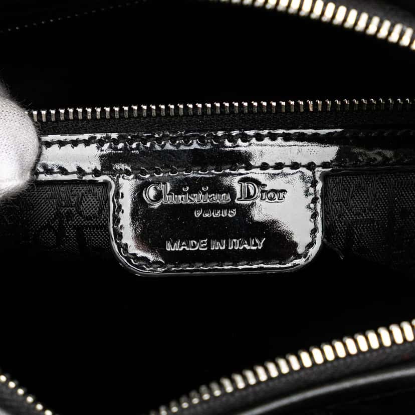 Dior Large Patent Cannage Lady Dior Black Leather Good condition - Box View