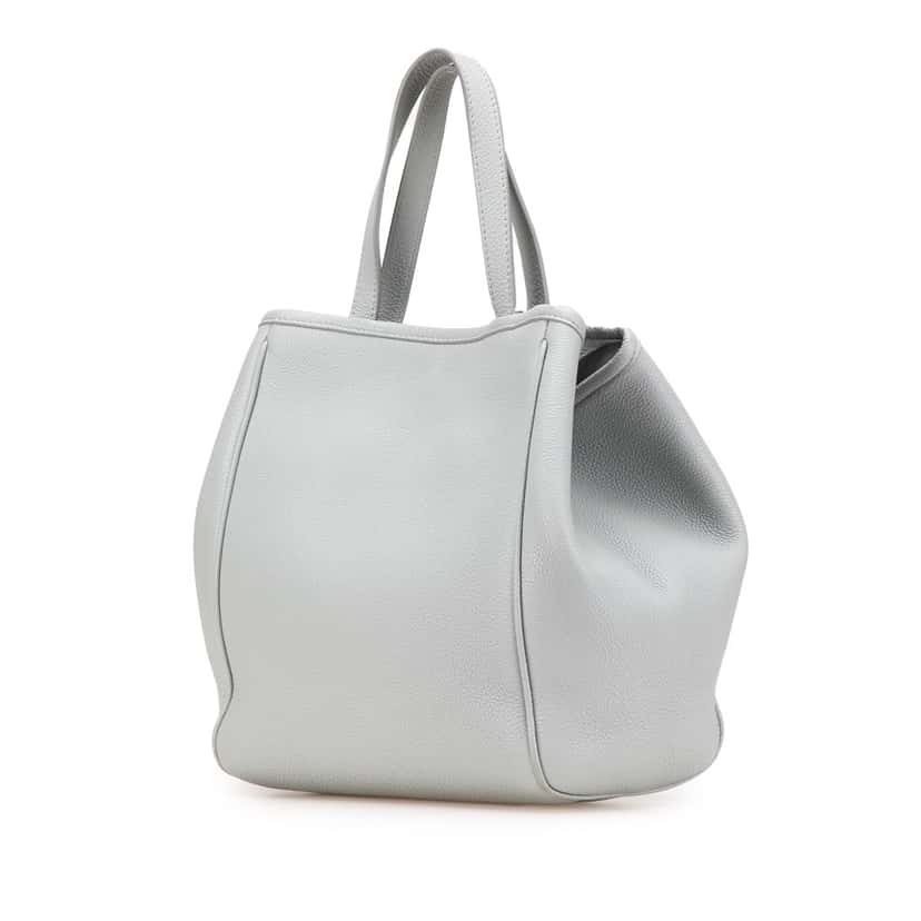 Celine Small Grained Calfskin Folded Cabas Tote Grey Leather Good condition - Back View