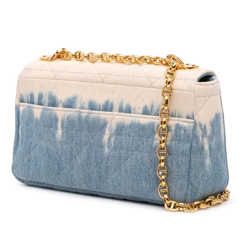 Dior Medium Denim Tie Dye Macrocannage Caro Bag Blue Denim Good condition - Back View