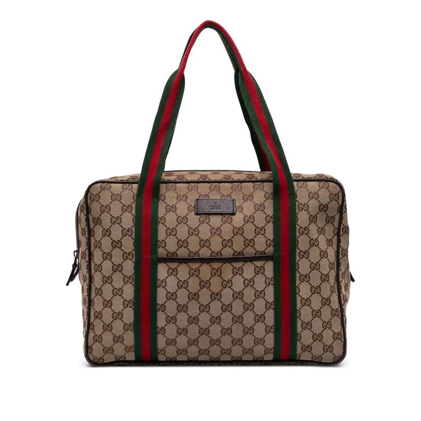 Gucci GG Canvas Web Business Bag Brown Canvas Good condition - Front View