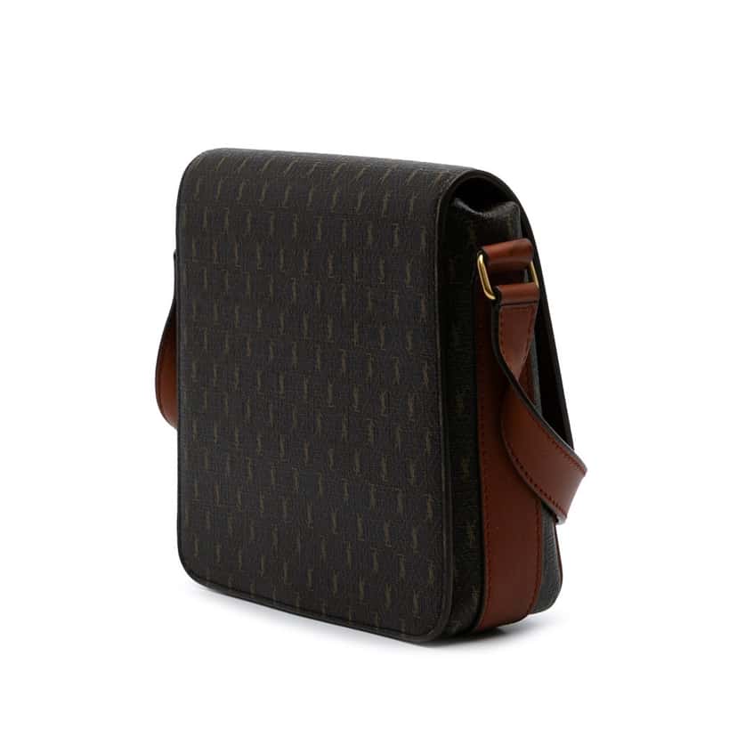 Saint Laurent Medium Coated Canvas Le Monogramme Buckle Crossbody Brown Canvas Good condition - Back View