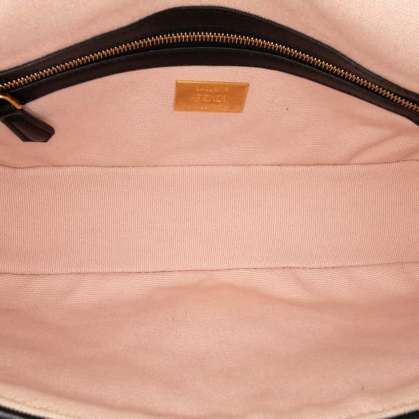 Fendi Zucca Embroidered Canvas Baguette Satchel Pink Canvas Good condition - Model View
