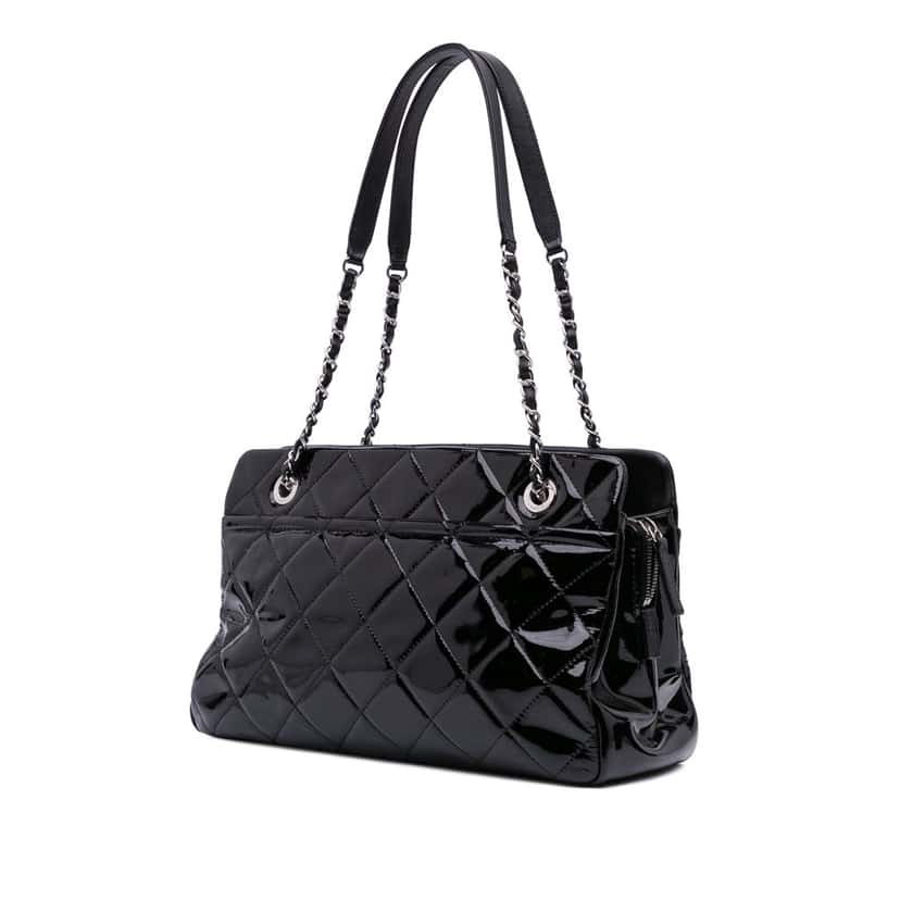 Chanel Medium CC Patent Soft Shopper Tote Black Leather Good condition - Back View