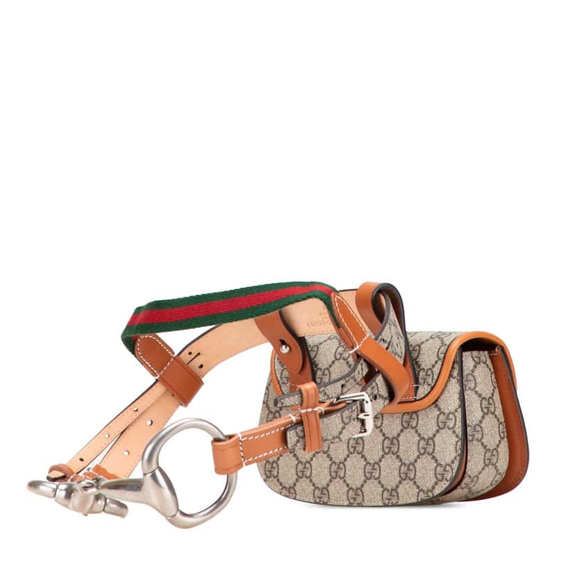 Gucci Mini GG Supreme Web Bamboo 1947 Belt Bag Brown Canvas Good condition - Back View