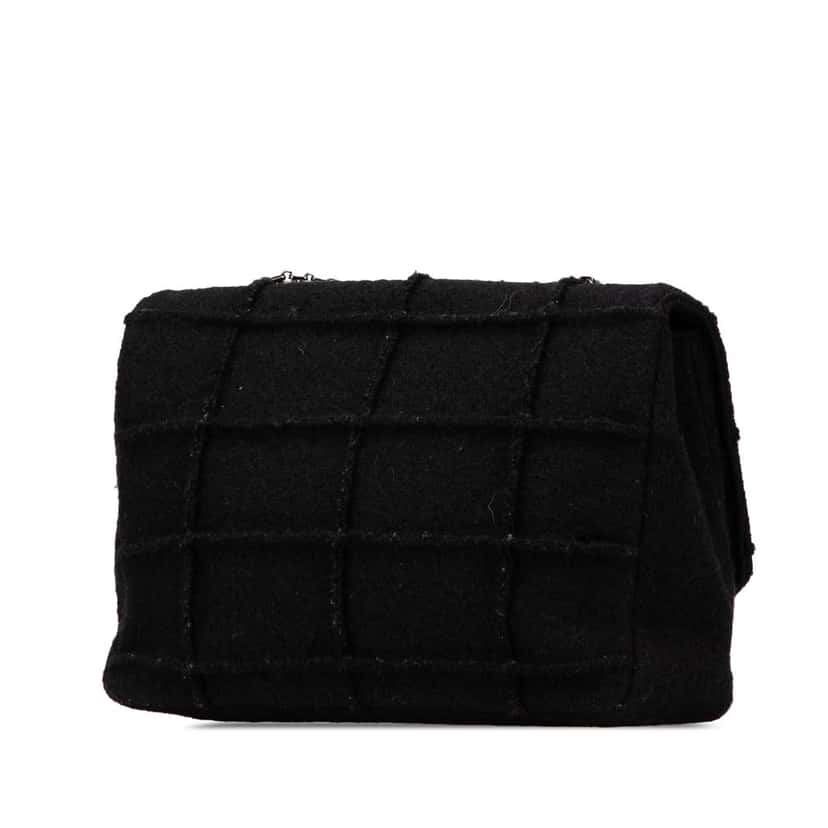 Chanel Jumbo Reissue 2.55 Choco Bar Wool Felt Identification Flap Black Wool Good condition - Back View