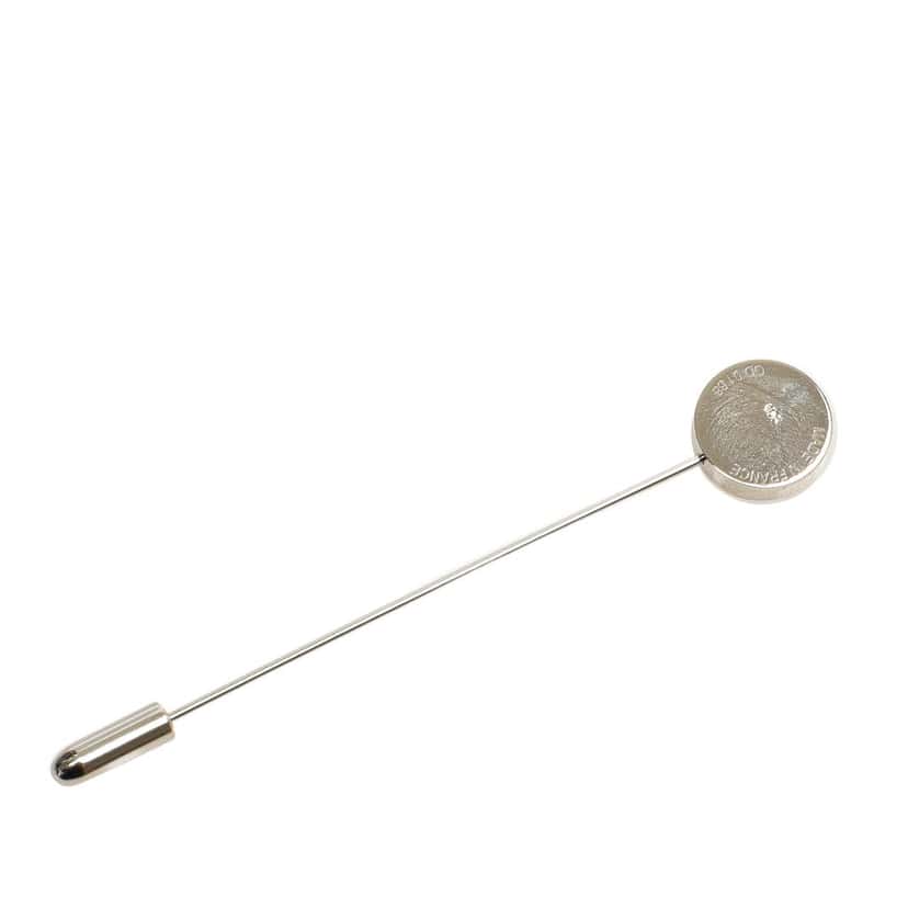 Hermès Palladium Plated Clou de Selle Stick Pin Brooch Silver Metal Good condition - Back View