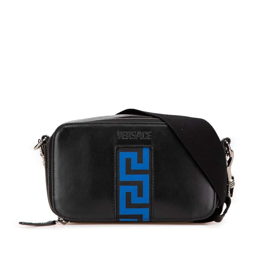 Versace Leather La Greca Camera Bag Black Leather Good condition - Front View