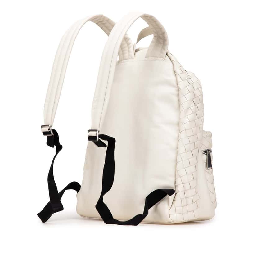 Bottega Veneta Nappa Intrecciato Backpack White Leather Good condition - Back View