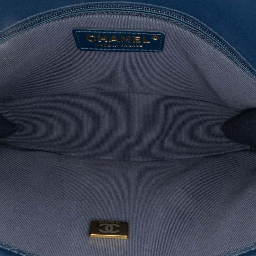 Chanel Small Tweed School Memory Top Handle Flap Blue Tweed Very good condition - Model View