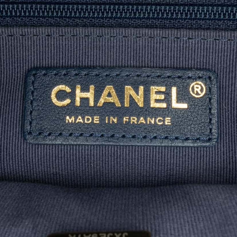 Chanel Small Tweed School Memory Top Handle Flap Blue Tweed Very good condition - Box View