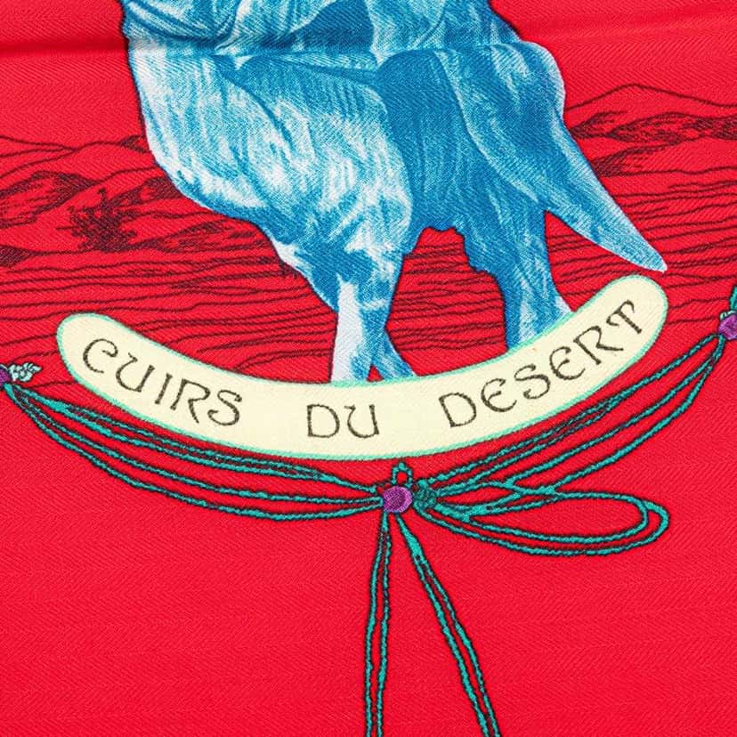 Hermès Cuirs Du Desert Silk Scarf Red Silk Good condition - Inside View