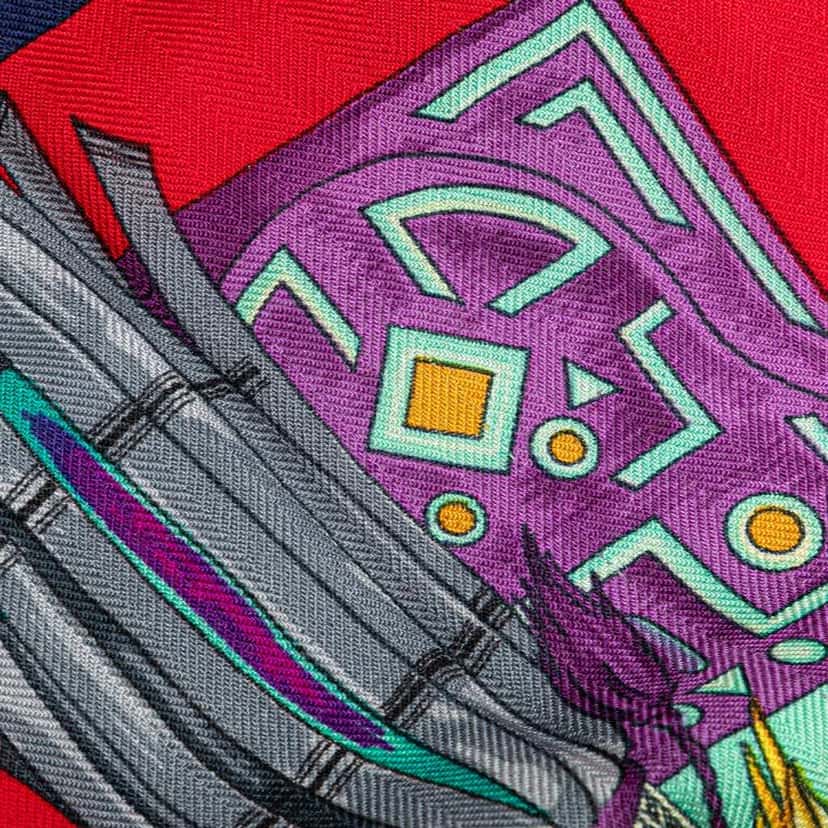 Hermès Cuirs Du Desert Silk Scarf Red Silk Good condition - Box View