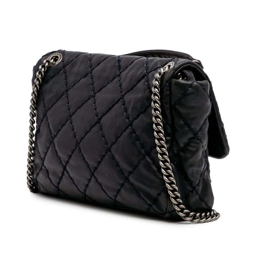 Chanel Medium Quilted Calfskin Love Me Tender Flap Blue Leather Good condition - Back View