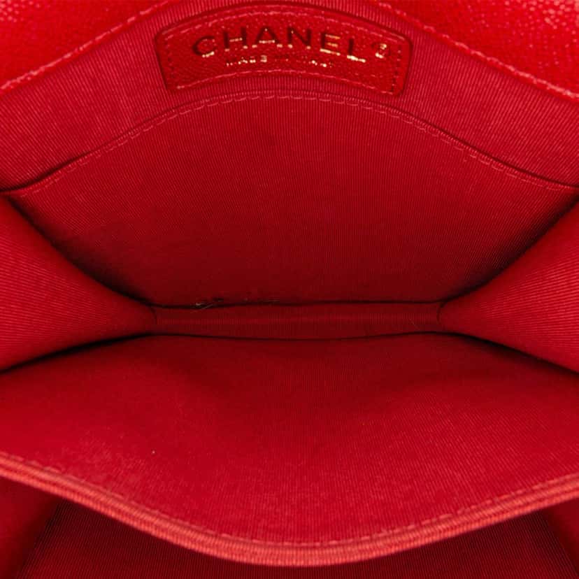 Chanel Quilted Caviar North South Boy Flap Red Leather Good condition - Box View