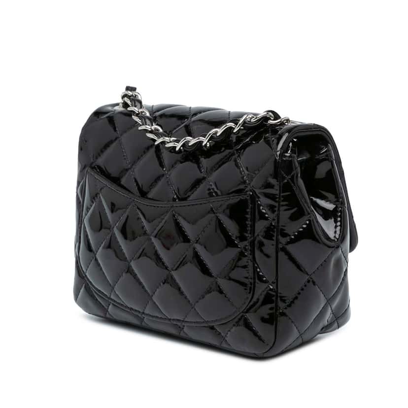 Chanel Mini Square Classic Patent Single Flap Black Leather Very good condition - Back View